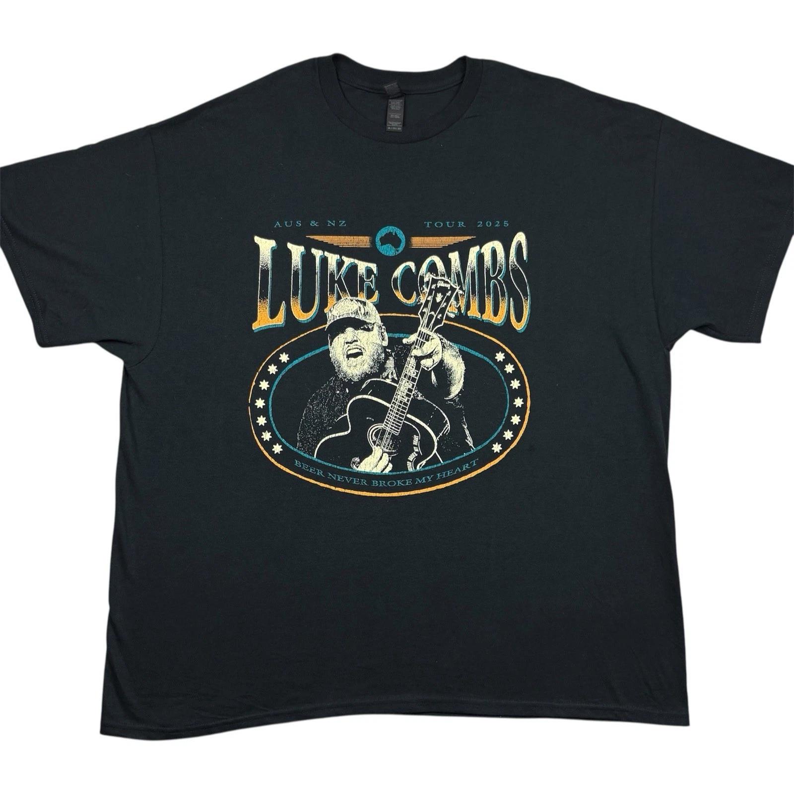 

Luke Combs Australia New Zealand Tour 2025 100% Cotton T-shirt Mens Tees Top Size 2XL Country Music Merch XL
