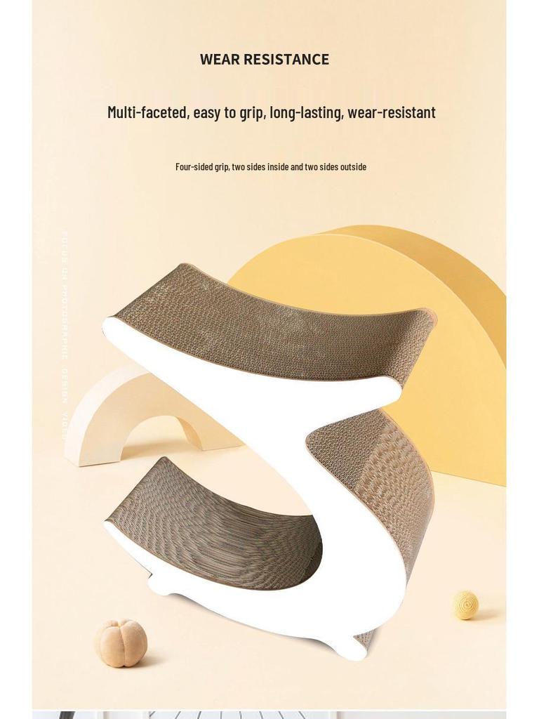 Creative C-Shaped Cat Tree: Multi-Function Scratch Board, Large Space, Durable & Climbable, Scratch-Resistant, No Shedding.