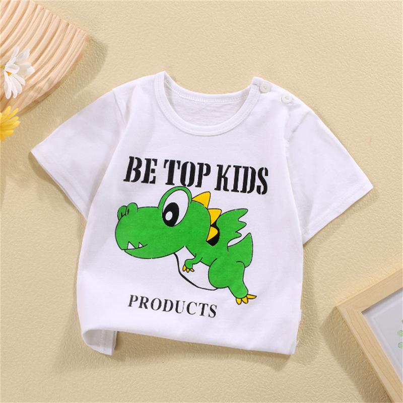 

Boys Summer Short Sleeve T-Shirt Casual Play Top Cute Dinosaur Pattern Print Kids Clothing 100