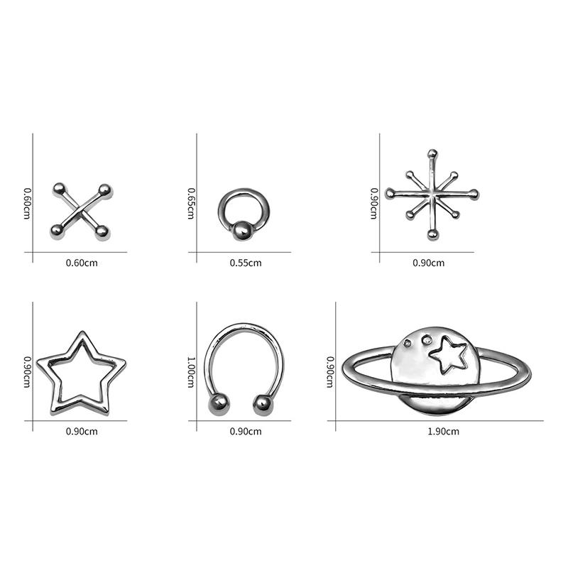 WTEMPO Nail Art Decorations Kit Punk Style Silver Star Planet Cross Designs Nail Art Decor Accessories DIY Craft Making Supplies