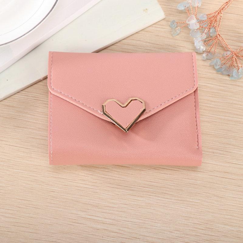 Heart-Shaped Tri-Fold Metal Wallet - Elegant & Versatile Women's Accessory