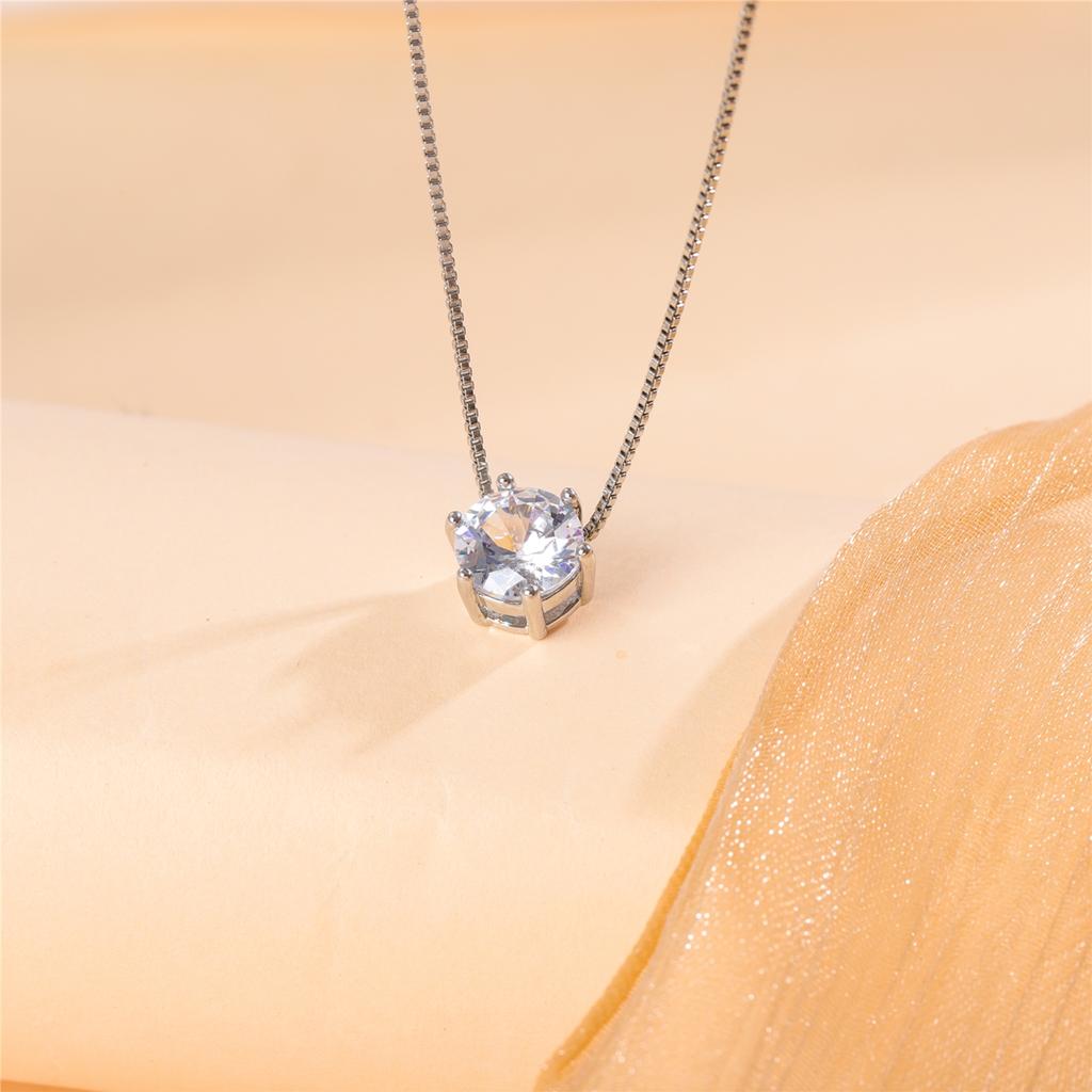 New Simple Single Crystal Clavicle Chain 925 Sterling Silver Pendant Necklaces   XL025
