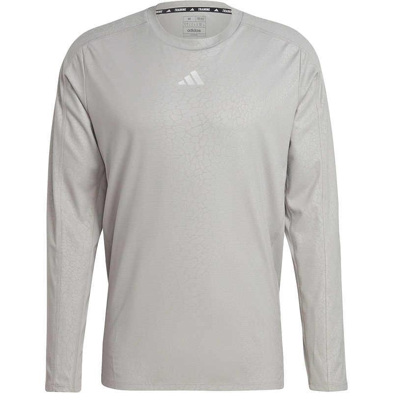 Adidas Logo Print Long Sleeve T-Shirt Men Tops Gray IB9023