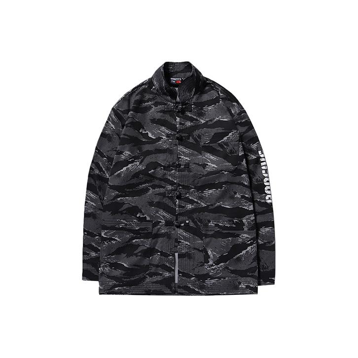 Li Ning Badfive Basketball Series Retro Style Button Collar Jacket Men Jacket Standard-Black-Camouflage AJDN181-1
