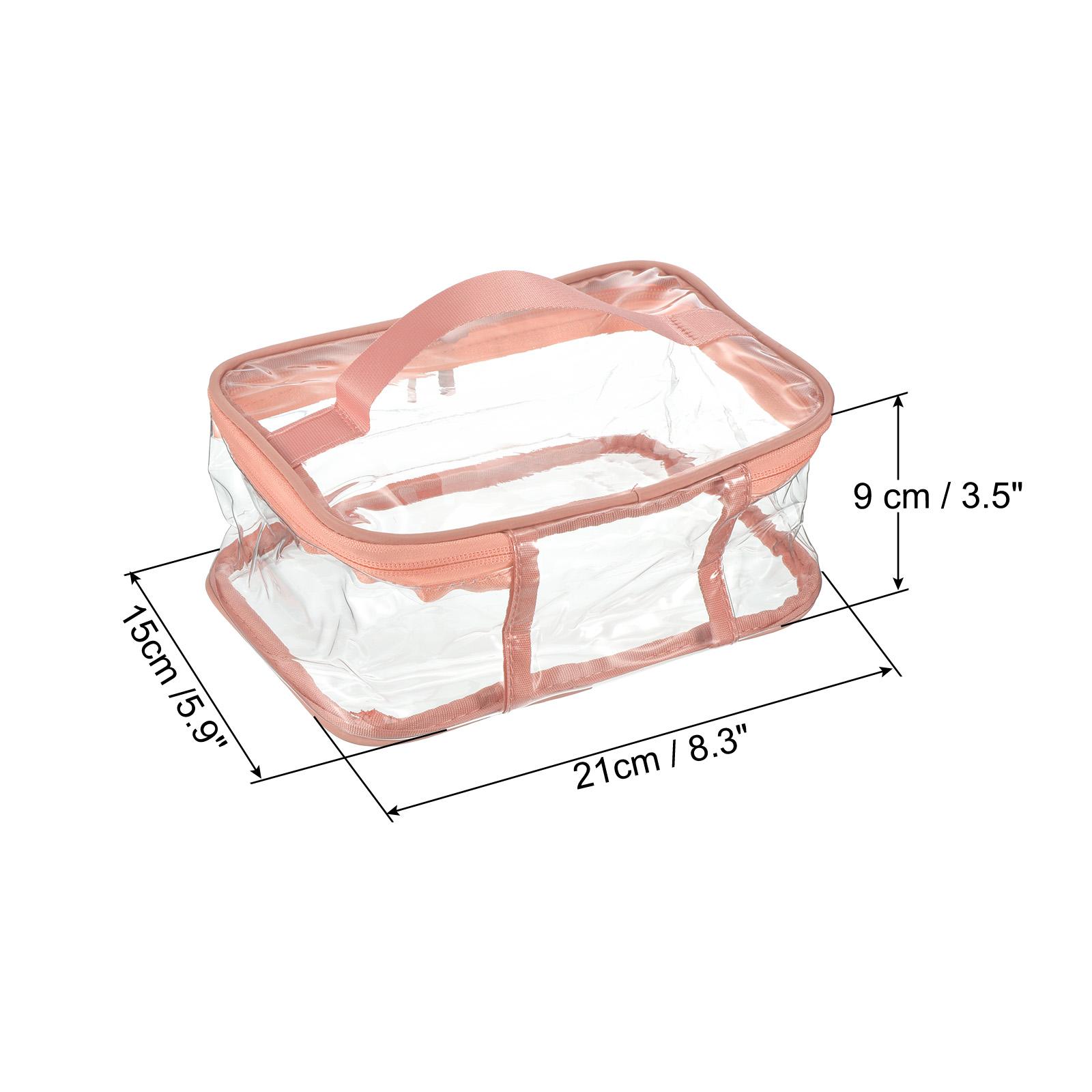 

8.3 x5.9 x3.5 Clear Toiletry Bag, 2 Pack PVC Makeup Bag with Zipper Handle Strap Waterproof for Travel Home, Green/Black/Pink рожевий