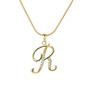 "Elegant 26-Letter Zircon Inlaid Gold Snake Chain Necklace"
