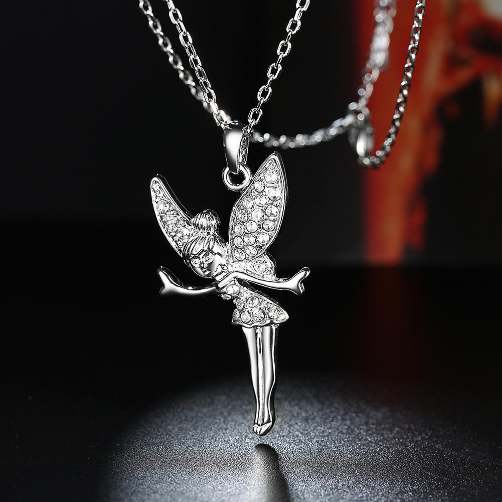 High Quality 18K Gold Beautiful Angel Crystal Pendant Necklaces 18 Inches Fashion Noble Jewelrys Party Wedding Holiday Gifts