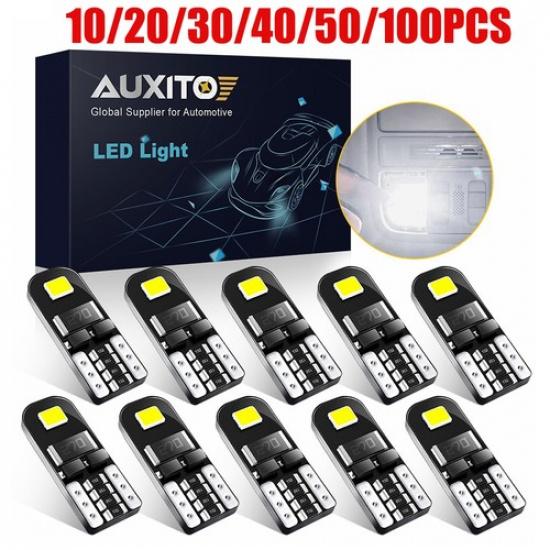 AUXITO License LED Plate Light Tag Bulb Bright W5W 194 168 2825 T10 White 6000K 10PCS
