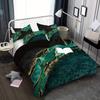 Marble Pattern Bedding Set Green Black Golden Boy Quilt Cover Washable Microfiber Soft Comfortable 2/3pcs Set Magical Gifts