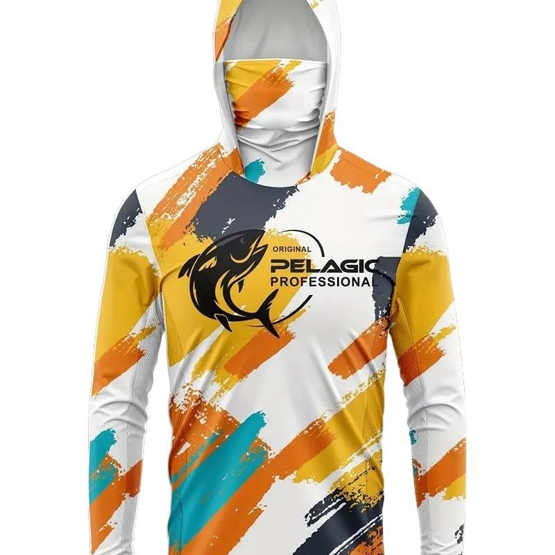 New men's quick-drying fishing shirt outdoor sportswear long-sleeved hooded casual breathable colorful graffiti digital printing