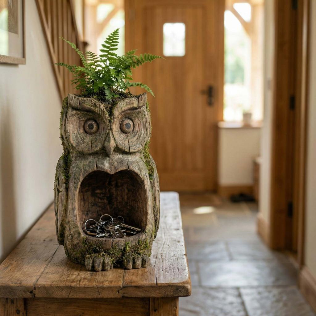 Bagoly madáretető Valósághű gyanta madáretető Fára szerelhető madáretető Időjárásálló udvarba, kertbe, hátsó udvarba