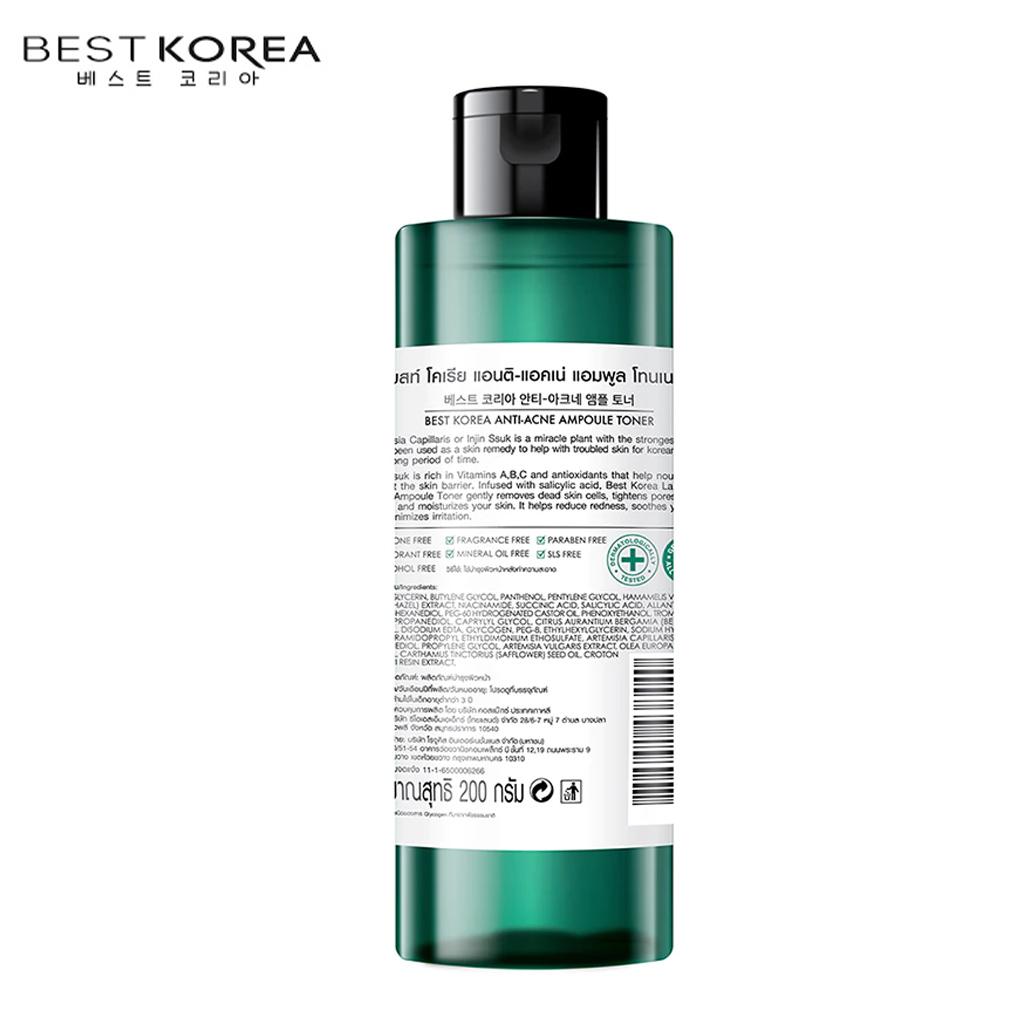 BEST KOREA Anti-Akne-Ampullentoner, SSUK, koreanische Wunderpflanze, dermatologisch getestet, 200 ml. - Thai