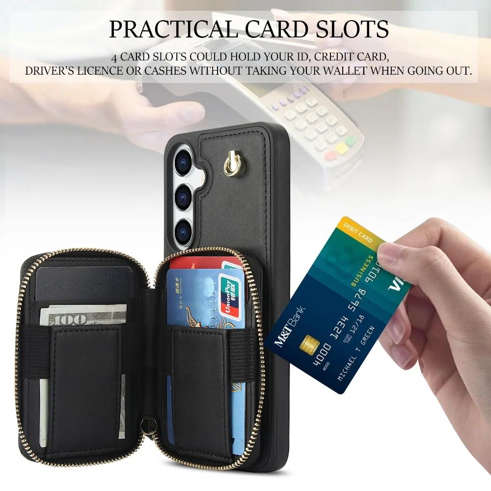 Crossbody Håndleddsstropp Etui for Samsung Galaxy S25 Ultra S24 FE S23 S22 Plus A14 A54 A15 A35 A55 Lommebok med Kortholder Deksel