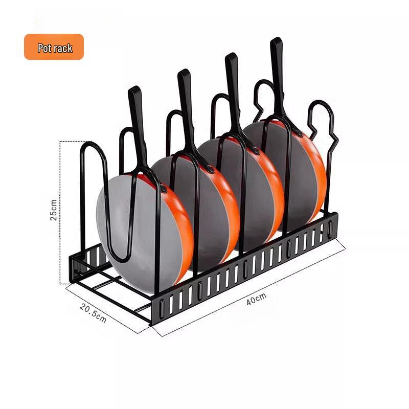 Detachable Foldable Multi-Layer Vertical Pot Cover Rack - Iron Art Countertop Storage Solution