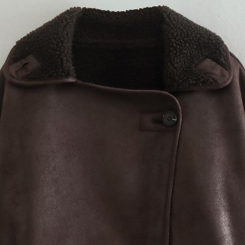 Dámská móda s kapsami Hnědá Jednořadá saka Vintage Klopový límec Dlouhé rukávy Ženská