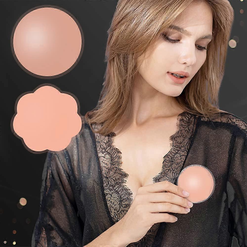 Nipple Cover Silicone Nipple Covers Breast Stickers Strapless Invisible Self-Adhesive Backless Bra Women 6.5CM In Round and Flower Shape