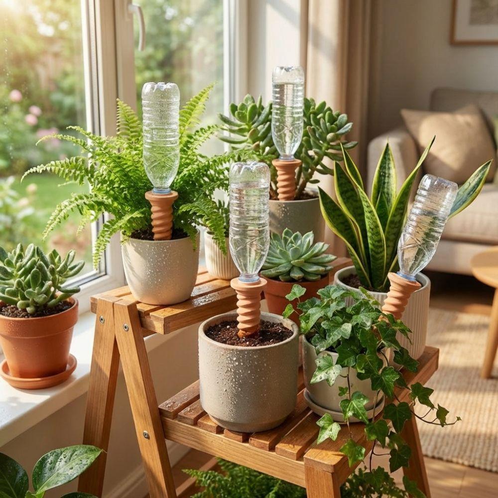 Screws-Shaped Plant Watering Stakes Natural Clay Terracotta Watering Device  Office