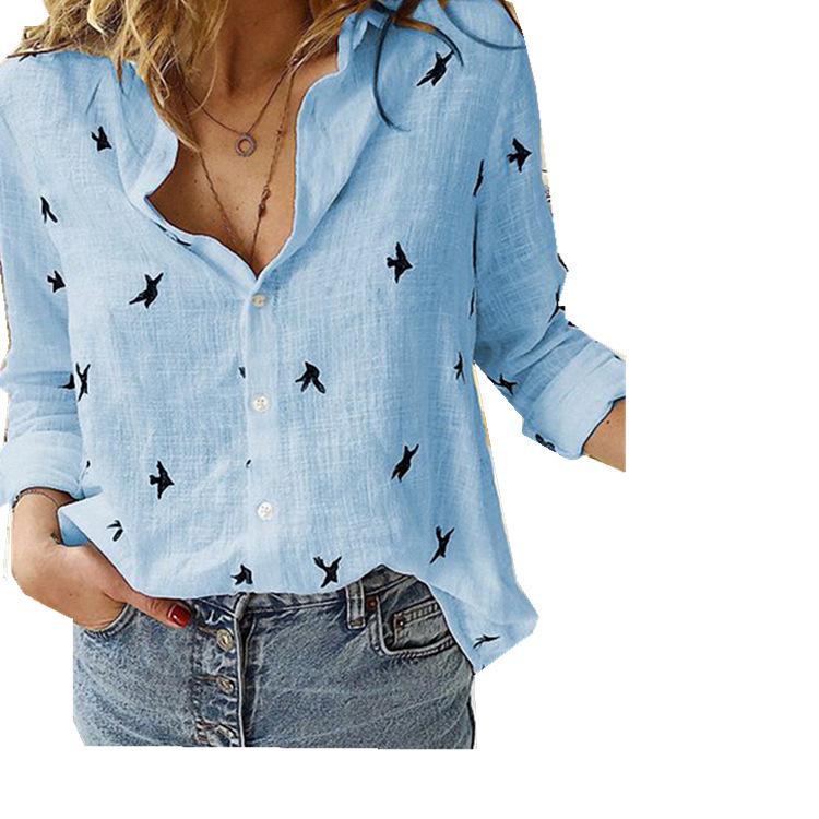 Solid Color Casual Loose Long Sleeve Linen Shirt