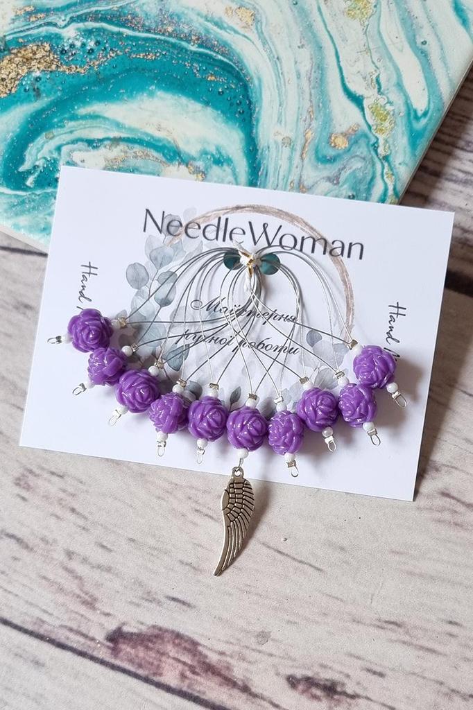 Knitting Stitch Markers – Purple Set of 10 – Ring Markers for Needles