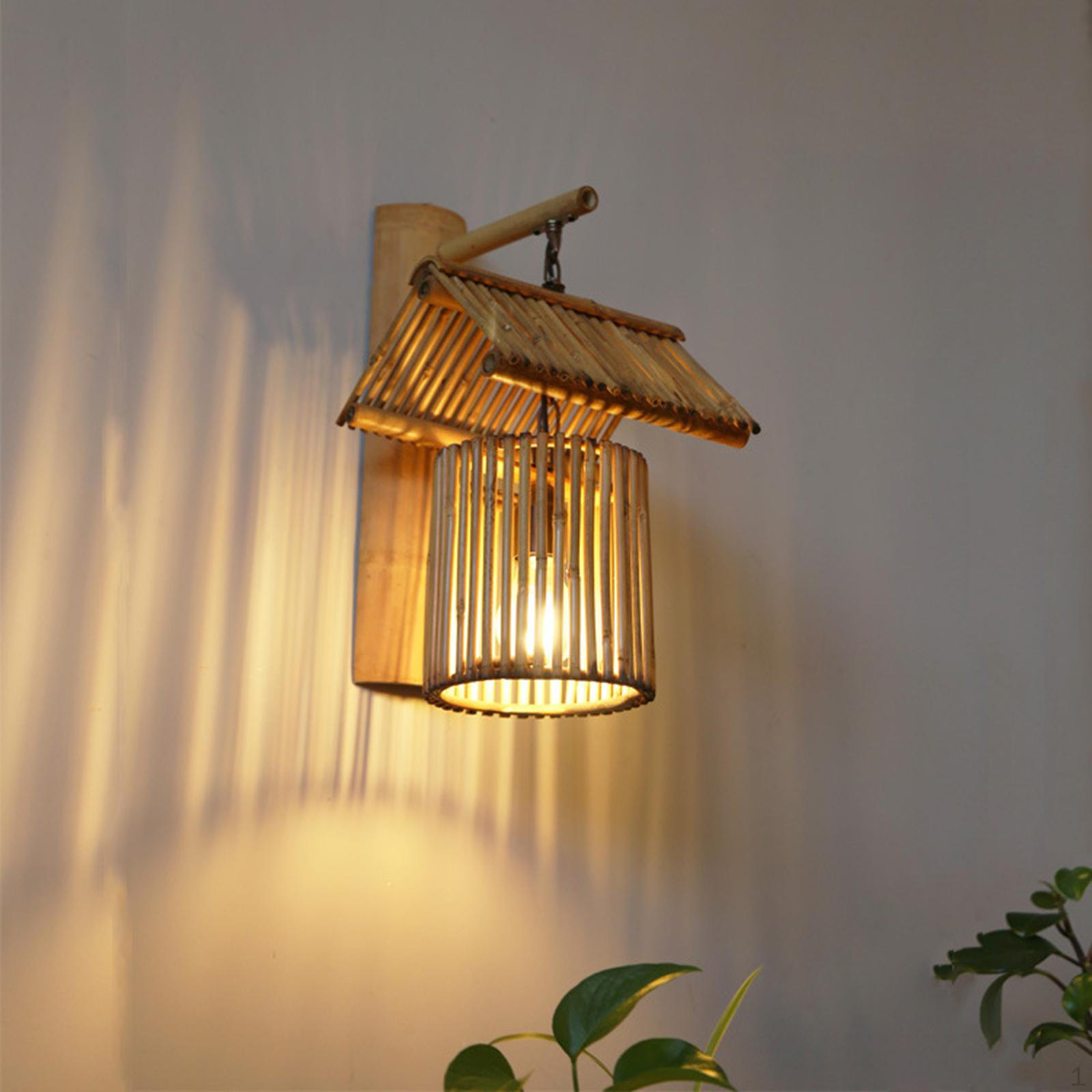 Antique style Woven Sconce Light Lamp E27 Decorative Fixture Weaving Lantern for Birthday Corridor