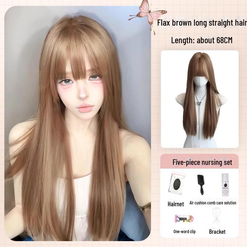 Xiaoyuan Japanese Long Straight Hair Wig - Fashionable, Age-Reducing Full Head Style