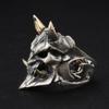 Adjustable Open Ring Men Women Vintage Demon Mask Skull Geometric Finger Copper Plated