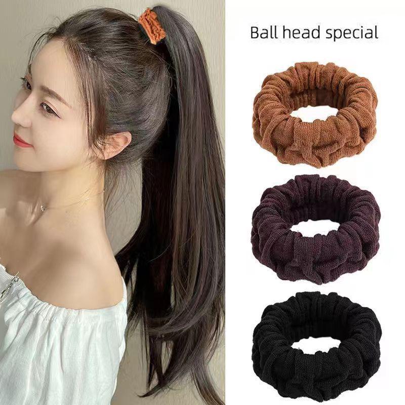 5Pcs Simple  Classic Large Stretch Hair Ties For Women Girls Thick Seamless High Ponytail Holders Elastic Hair Scrunchies