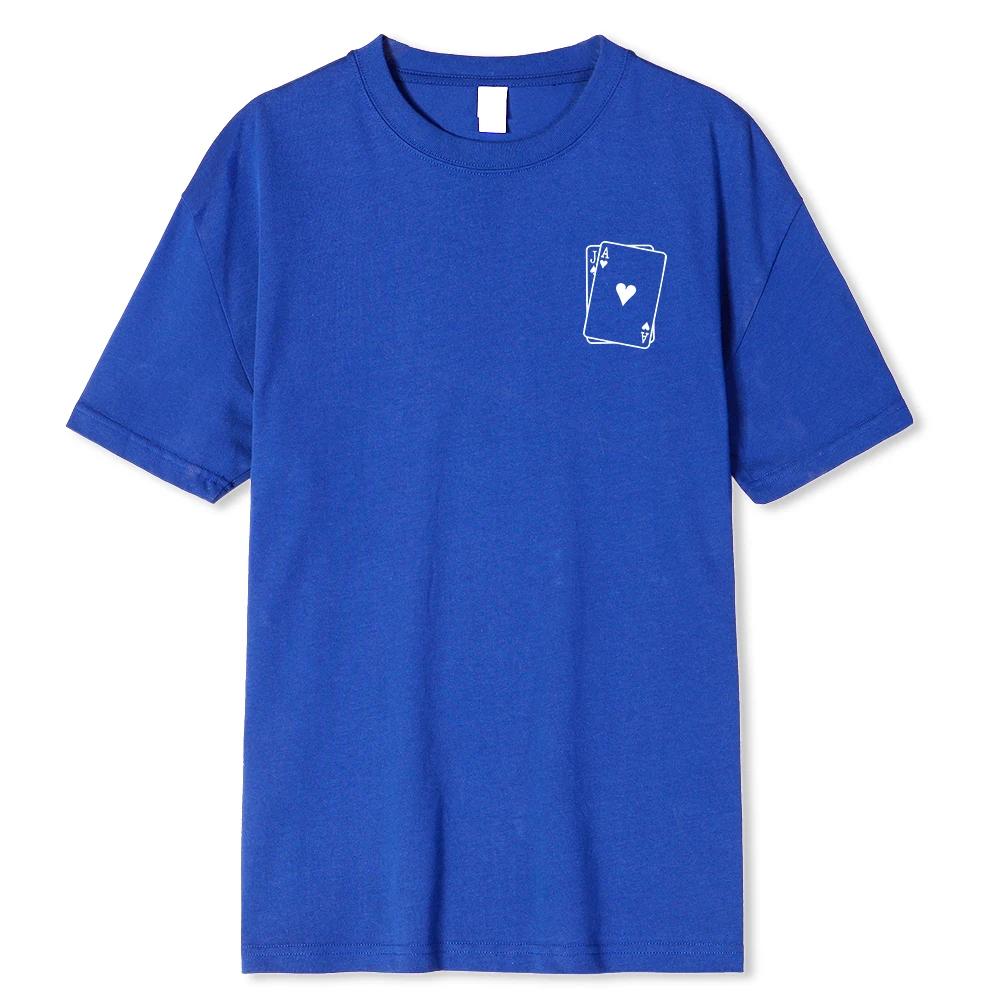 laying Card Spades A Print Mens Cotton T-Shirts All-math Fashion Short Sleeve Breathable Oversize O-Neck Tops Male Tee Clothing