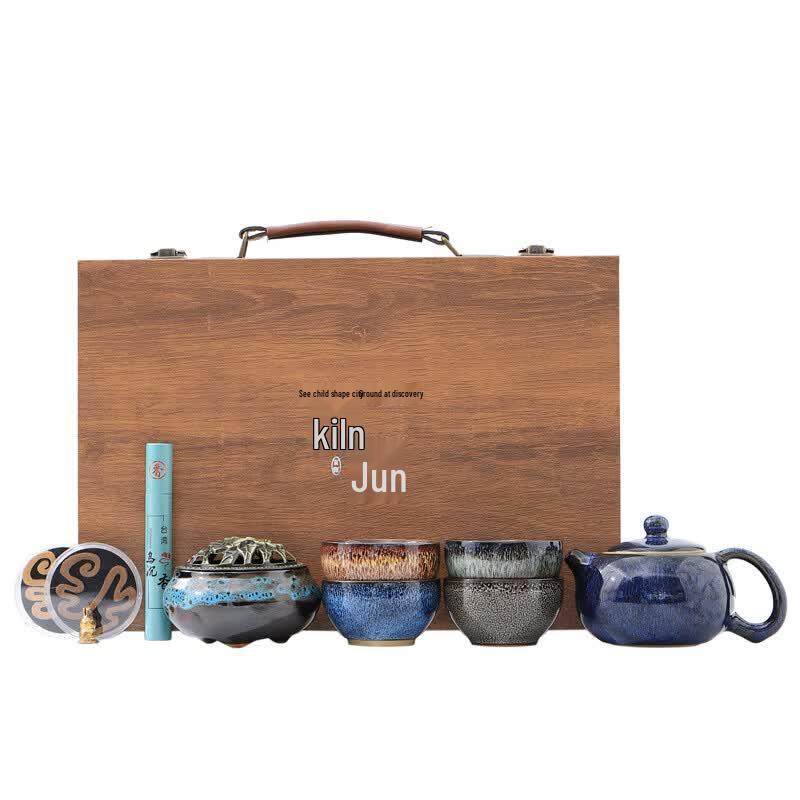 Ceramic Kung Fu Tea Set with One Pot and Four Cups