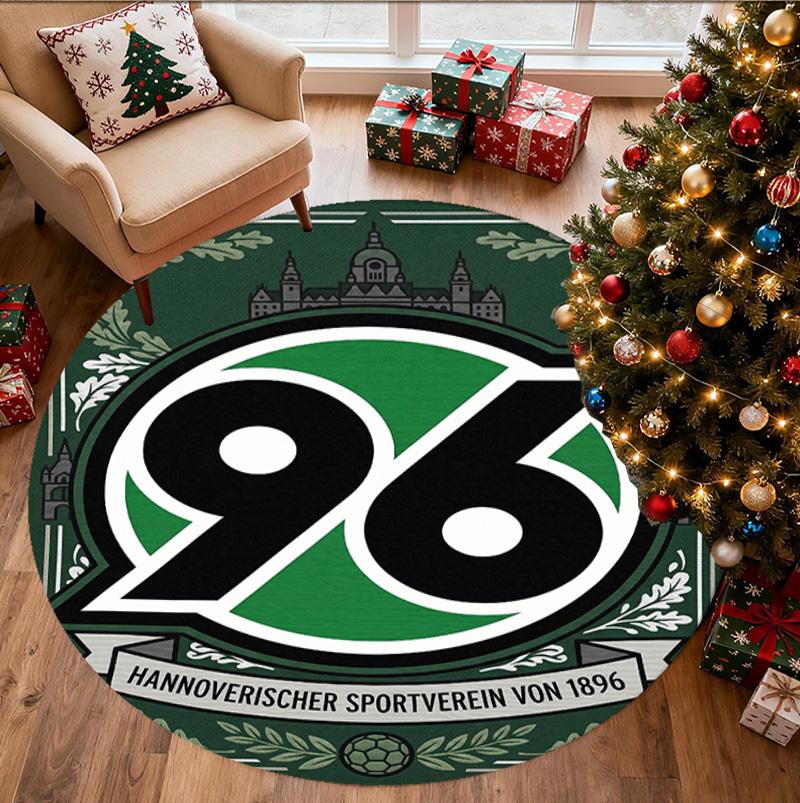 Hannover 96 Fußballmuster Runder Teppich, Innen-/Außenmatte, für Picknick, Spielzimmer, Schlafzimmer, Büro, Wohnzimmer, Heimdeko Teppich, Geburtstagsgeschenk