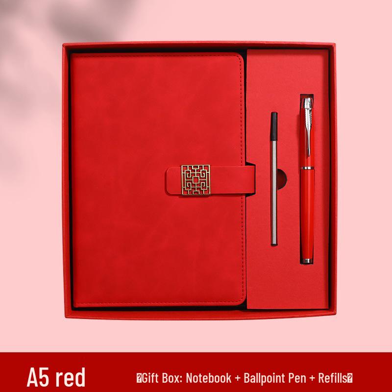 Faux Leather Business Laptop Gift Set with Buckle Student Diary & Stationery Notebooks