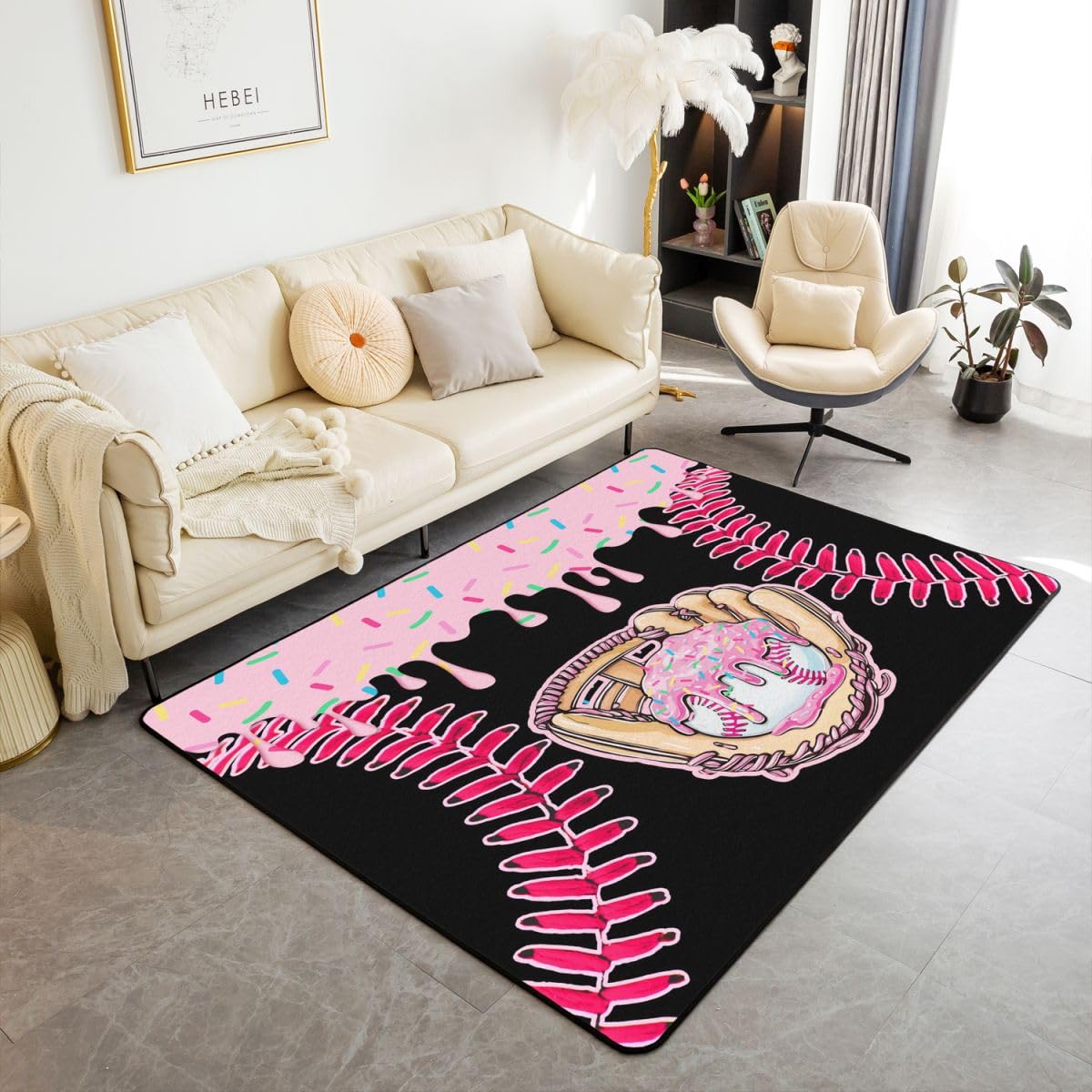 

Erosebridal Navy Blue Baseball Ice Cream Area Rug 4 11 X 3 3 Ice Cream Drip Living Room Rugs Non Slip Baseball Glove Decorative Carpets Cu 160cm x 200cm