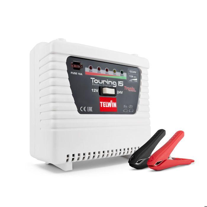Chargeur - Telwin - TOURING 15 - 12/24 V - Affichage LED - Protection surcharge