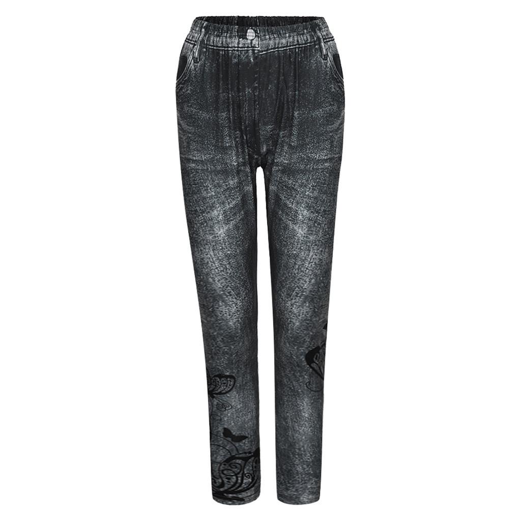 Fashion Women's Hip Lift High Waist Print Jeggings Casual Party Shorts Jeans