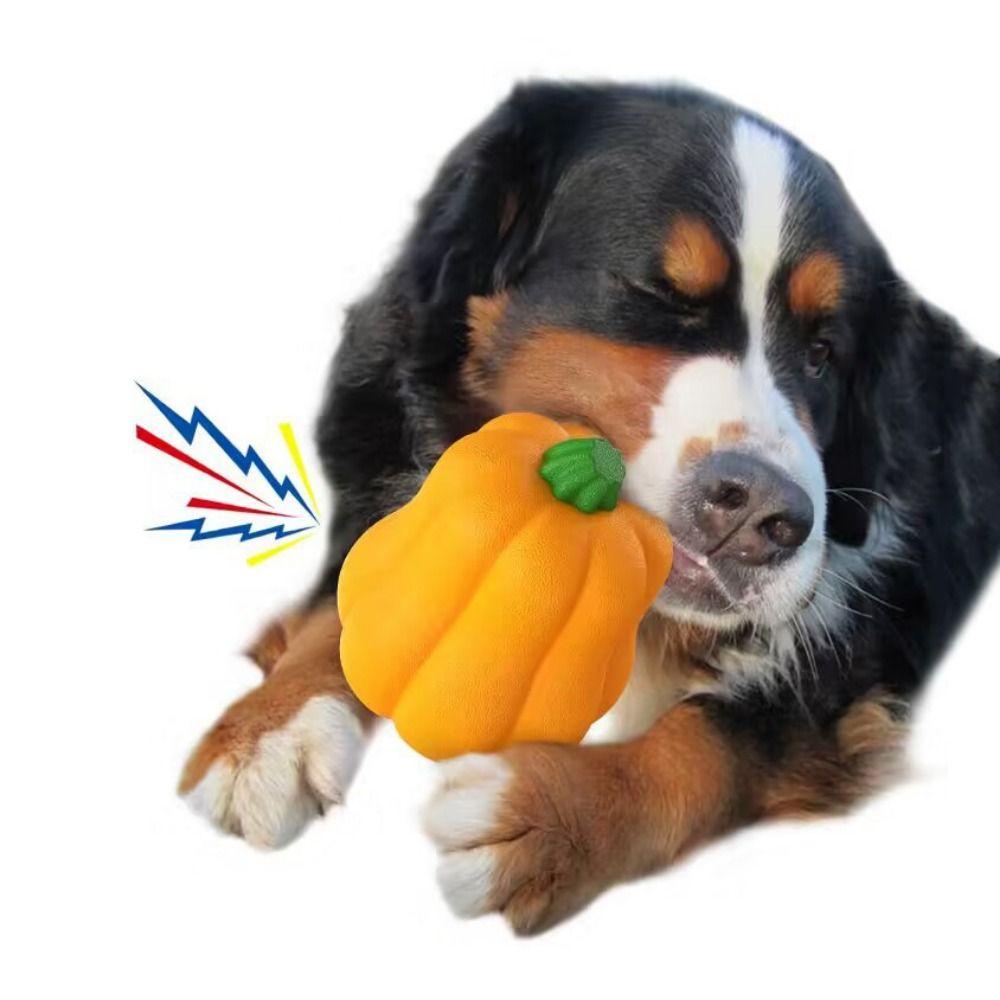 TPR Dog Pumpkins Ball Toy Bite Resistant Dog Chew Toys Funny Halloween Pumpkin Dog Toy  Halloween