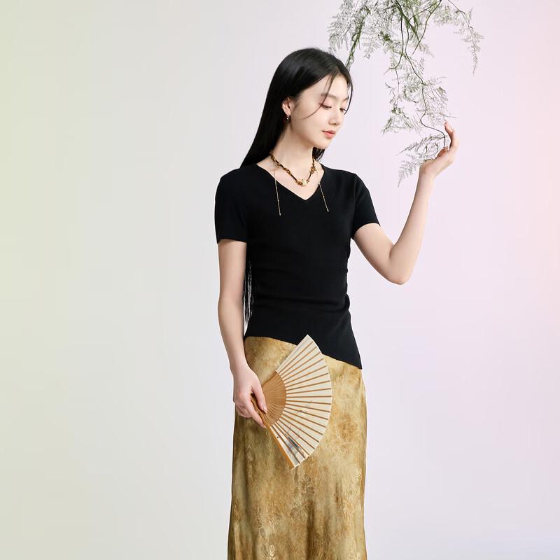SanCai 2026 Summer V-Neck Knit Pullover Top