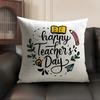 Teachers' Day Cushion Cover Natural Linen Organic Fabric Double-Sided Printing Breathable Perfect Gift For Decor