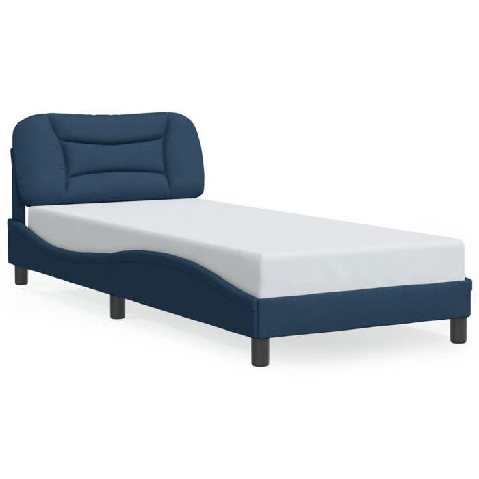 VidaXL Bed Frames with LED Lights, Single Bed with Headboard Cushion, Adult Bed, Bedroom Furniture, Modern, Blue 3213682