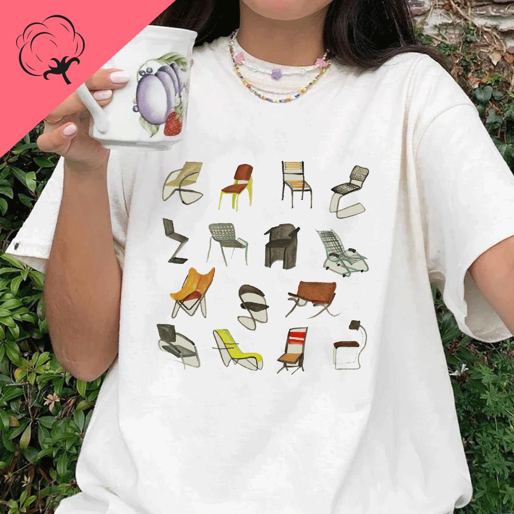 

Design Chairs Printed Women Vintage T Shirt Egirl Grunge Aesthetic Music Lyrics T-Shirts Trendy Fashion Y2k Streetwear Tees Tops S