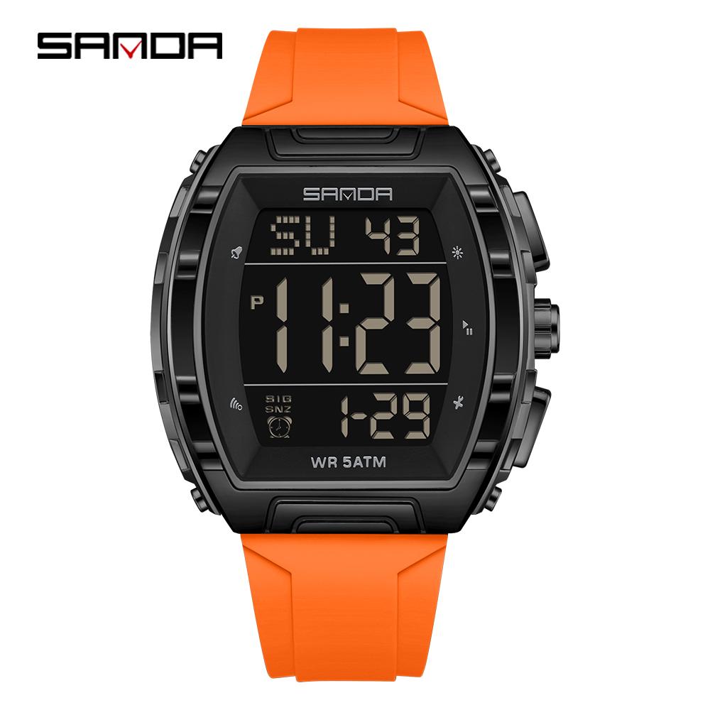 SANDA New 6286 Men's Electronic Watch Wine Barrel Shaped Multifunctional Waterproof LED Men's Electronic Watch