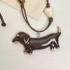 Dachshund Pendant Necklace Ceramic Mini Dog Charm Necklace Girls Retro Necklace Gift for Dog Lovers Birthday Anniversary