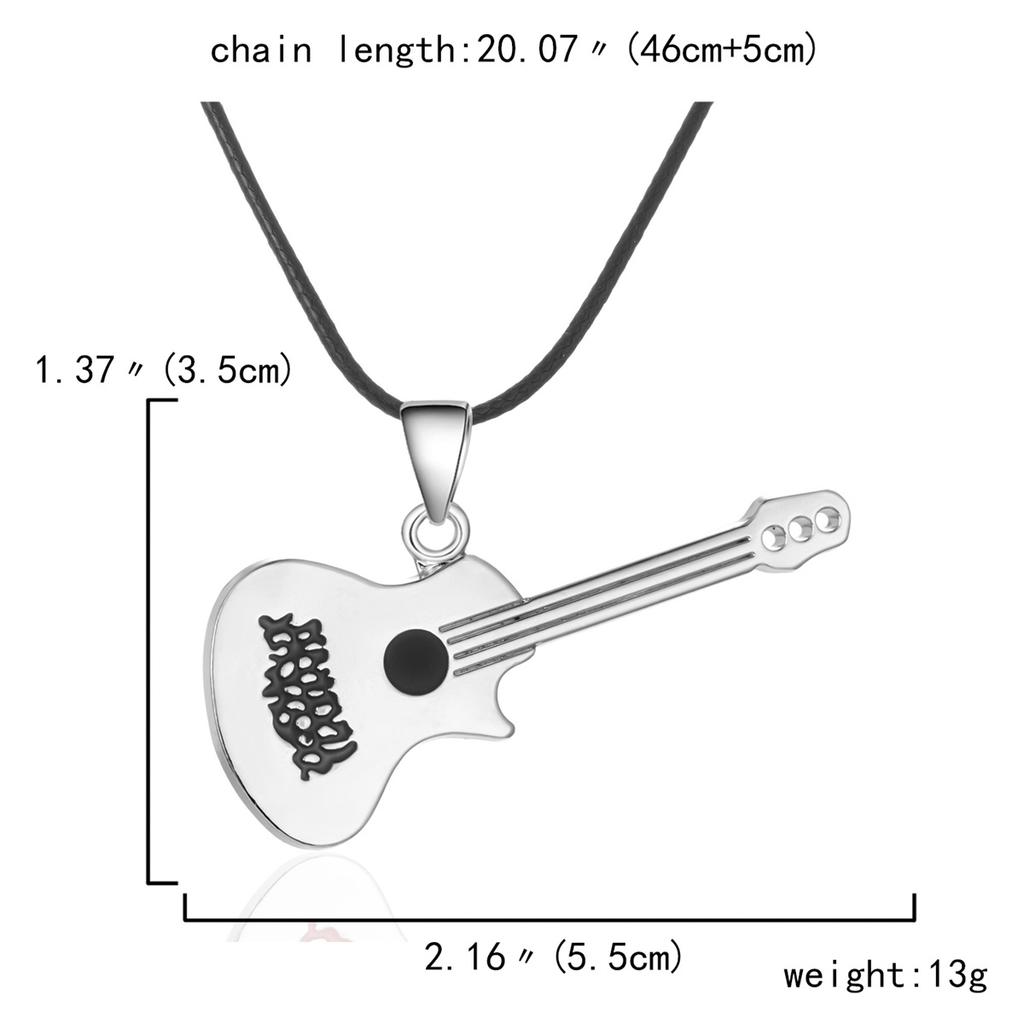 Stainless Steel Guitar Pendant Necklace For Men Women Retro Punk Musical Instrument Rope Chain Choker Party Jewelry Gift