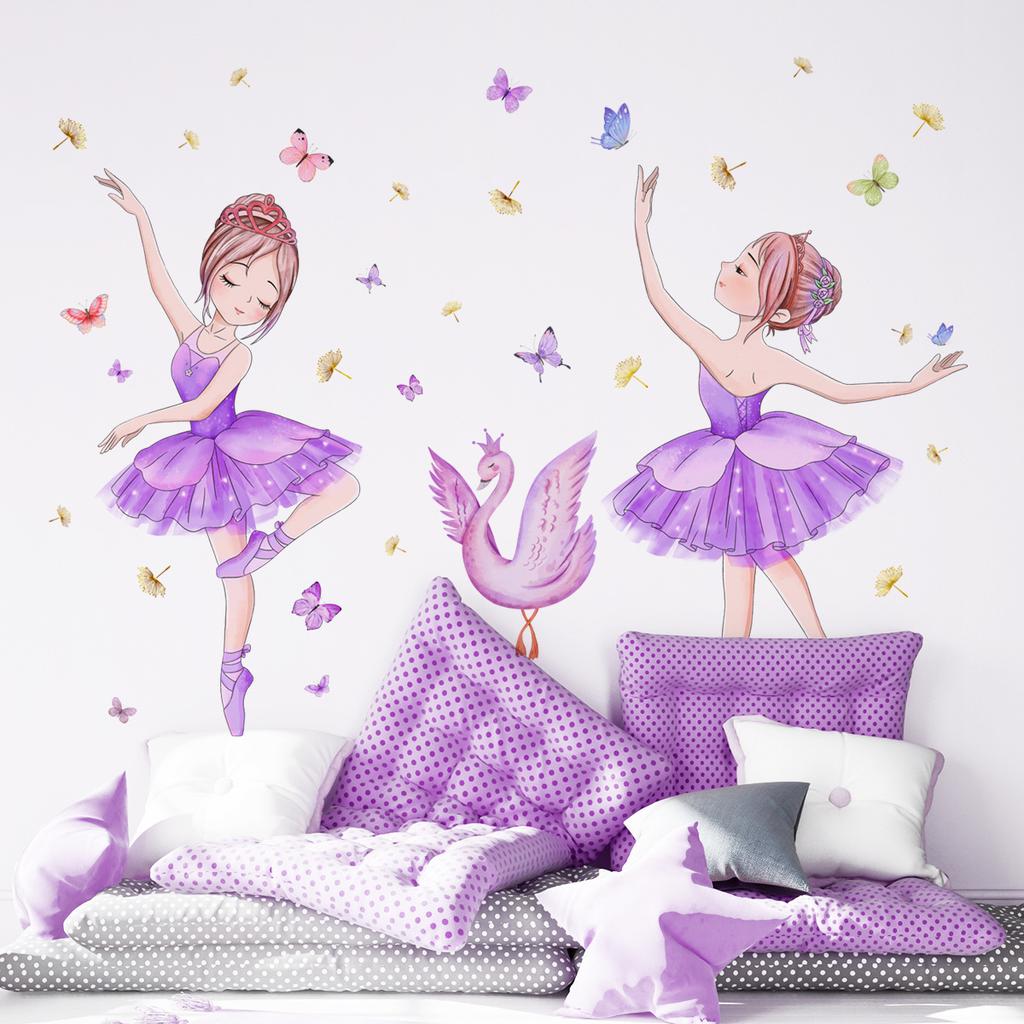 Dancing Girl Feather Butterfly Wall Sticker Background Wall Home Decoration Wall Decal