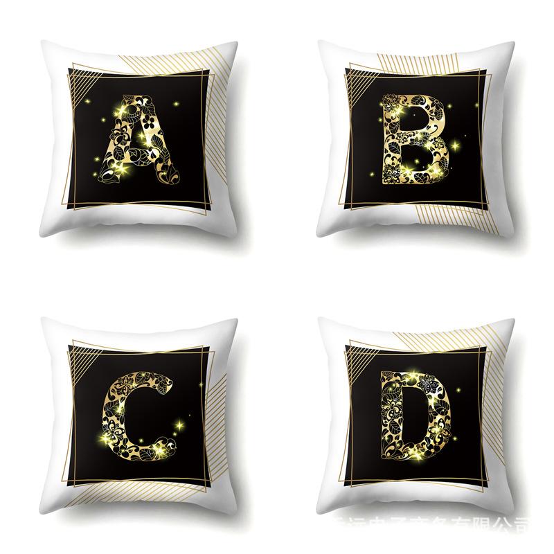 Polyester Pillowcase 26 English Letters Sofa Pillow Bedside Cushion Car Lumbar Cushion Office