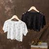 Fake Collar Lady Base Top Female Clothes Lace Solid Color See-through Flower Embroidery Short Sleeves Bottoming Round Neck Quick