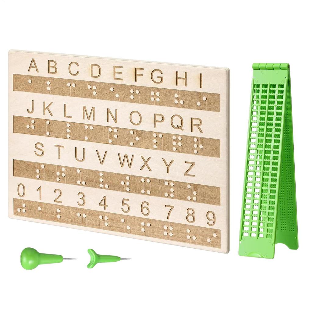 Braille Writing Board Kit 4 Lines 28 Cells Visual Impairment Aids Braille Self-Learning Kit Braille Boards/ Pen alphabet boards
