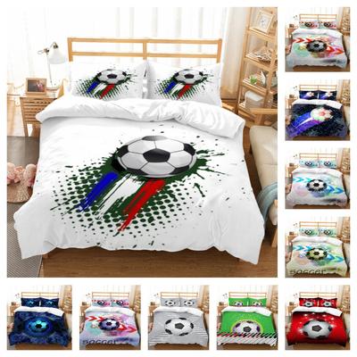 Bettbezug 3D Home Tagesdecken Fußball Bettbezug Hochwertiger Bettbezug Anzug mit Kissenbezug Weicher Bettwäschebezug