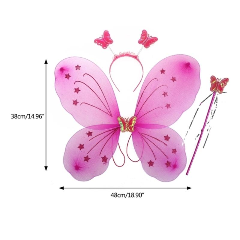 Scintillante Carina Sognante Fata Principessa Angelo Bacchetta Farfalle Ala Cerchietto Festa di Compleanno Halloween Cosplay Costume Accessorio