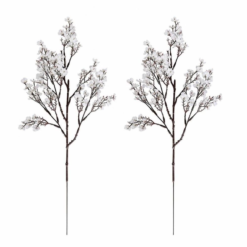 2pcs Silk Artificial Wintersweet Flower 5 Forks Long Branch Flower Branch Halloween Decor