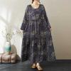 Round Neck Long Sleeve Loose Skinny Big Swing A-line Dress